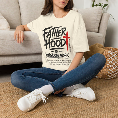 Fatherhood T-Shirt — “Father Hood” Christian Cross Faith Tee (1 Peter 2:24)