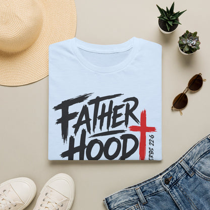 Fatherhood T-Shirt — “Father Hood” Christian Cross Faith Tee (1 Peter 2:24)
