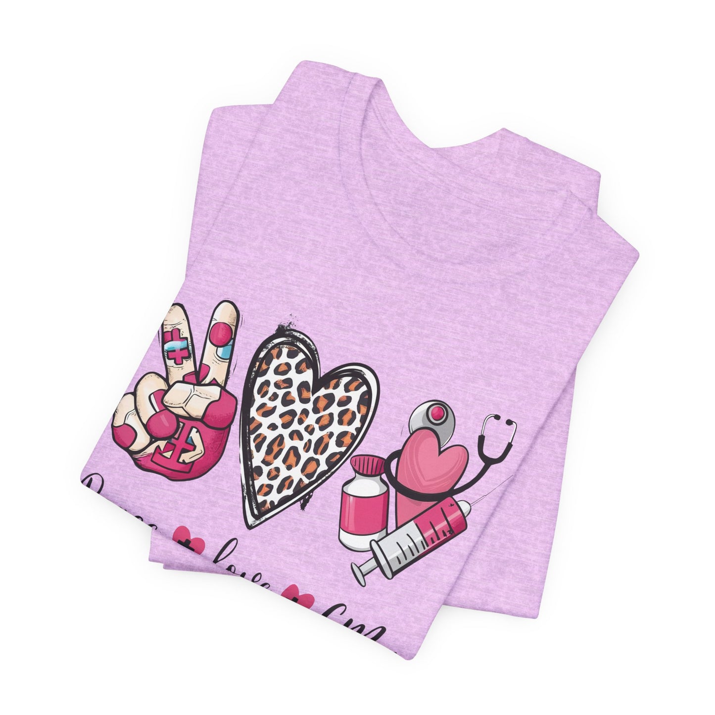Peace Love CMA T-Shirt - Cute Leopard Print Nursing/Medical Tech Tee
