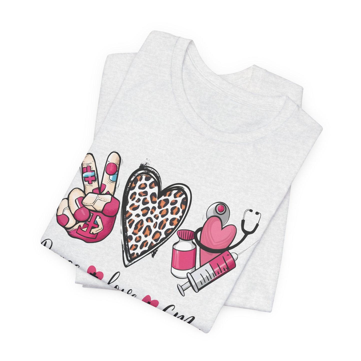Peace Love CMA T-Shirt - Cute Leopard Print Nursing/Medical Tech Tee