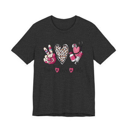Peace Love CMA T-Shirt - Cute Leopard Print Nursing/Medical Tech Tee
