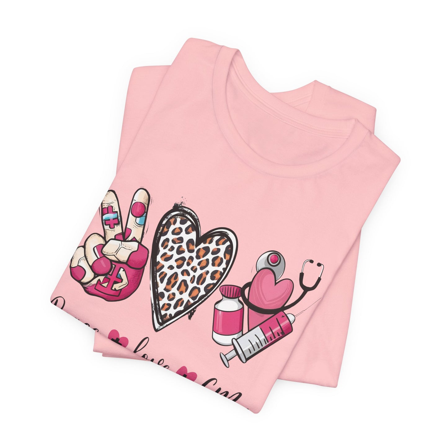 Peace Love CMA T-Shirt - Cute Leopard Print Nursing/Medical Tech Tee