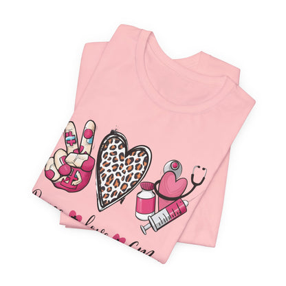 Peace Love CMA T-Shirt - Cute Leopard Print Nursing/Medical Tech Tee