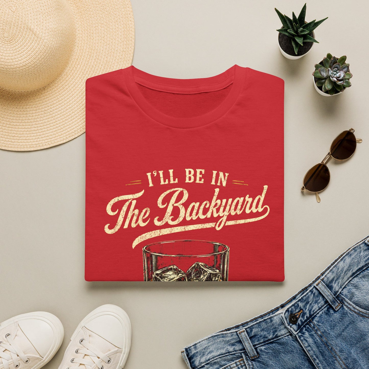 I'll Be In The Backyard T-Shirt — Whiskey Glass & Cigar Relaxed Tee