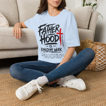 Fatherhood T-Shirt — “Father Hood” Christian Cross Faith Tee (1 Peter 2:24)