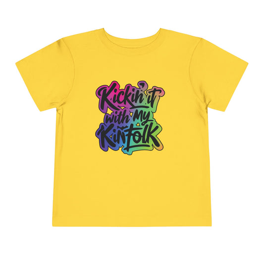 Kid's Tee — "Kickin' It With My Kinfolk" Colorful Toddler T-Shirt