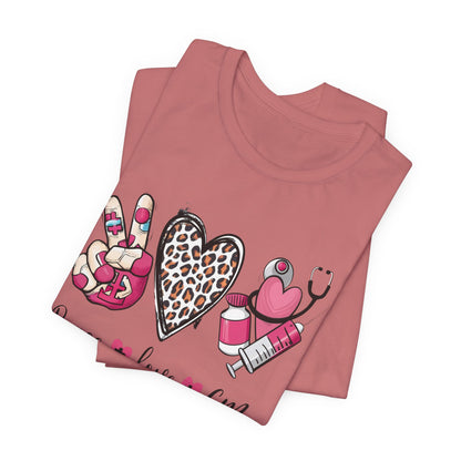 Peace Love CMA T-Shirt - Cute Leopard Print Nursing/Medical Tech Tee