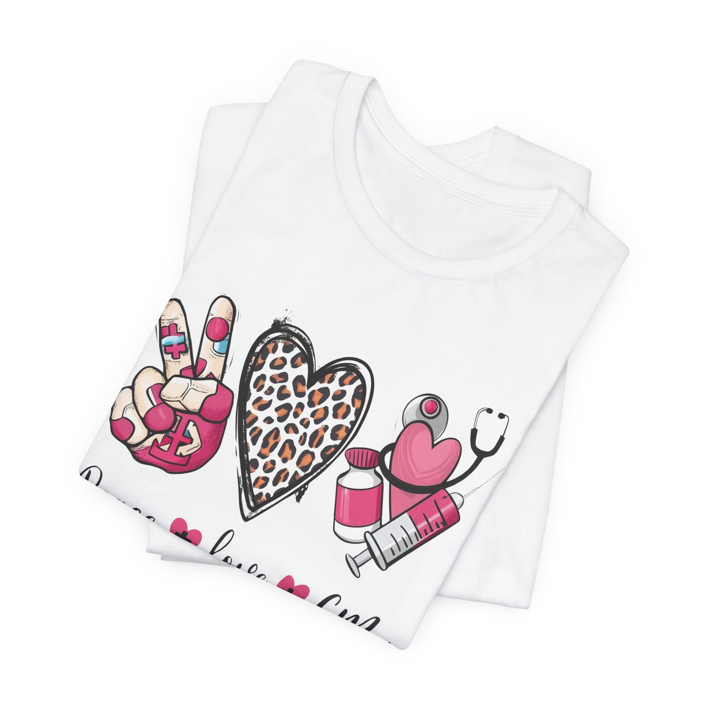 Peace Love CMA T-Shirt - Cute Leopard Print Nursing/Medical Tech Tee