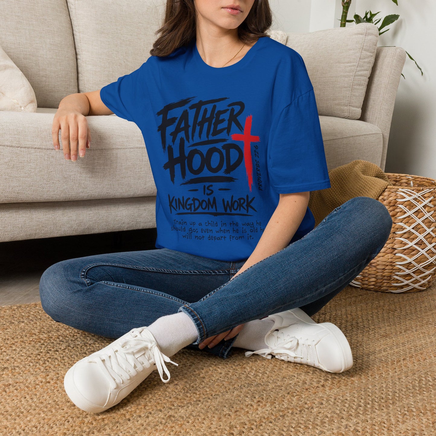 Fatherhood T-Shirt — “Father Hood” Christian Cross Faith Tee (1 Peter 2:24)