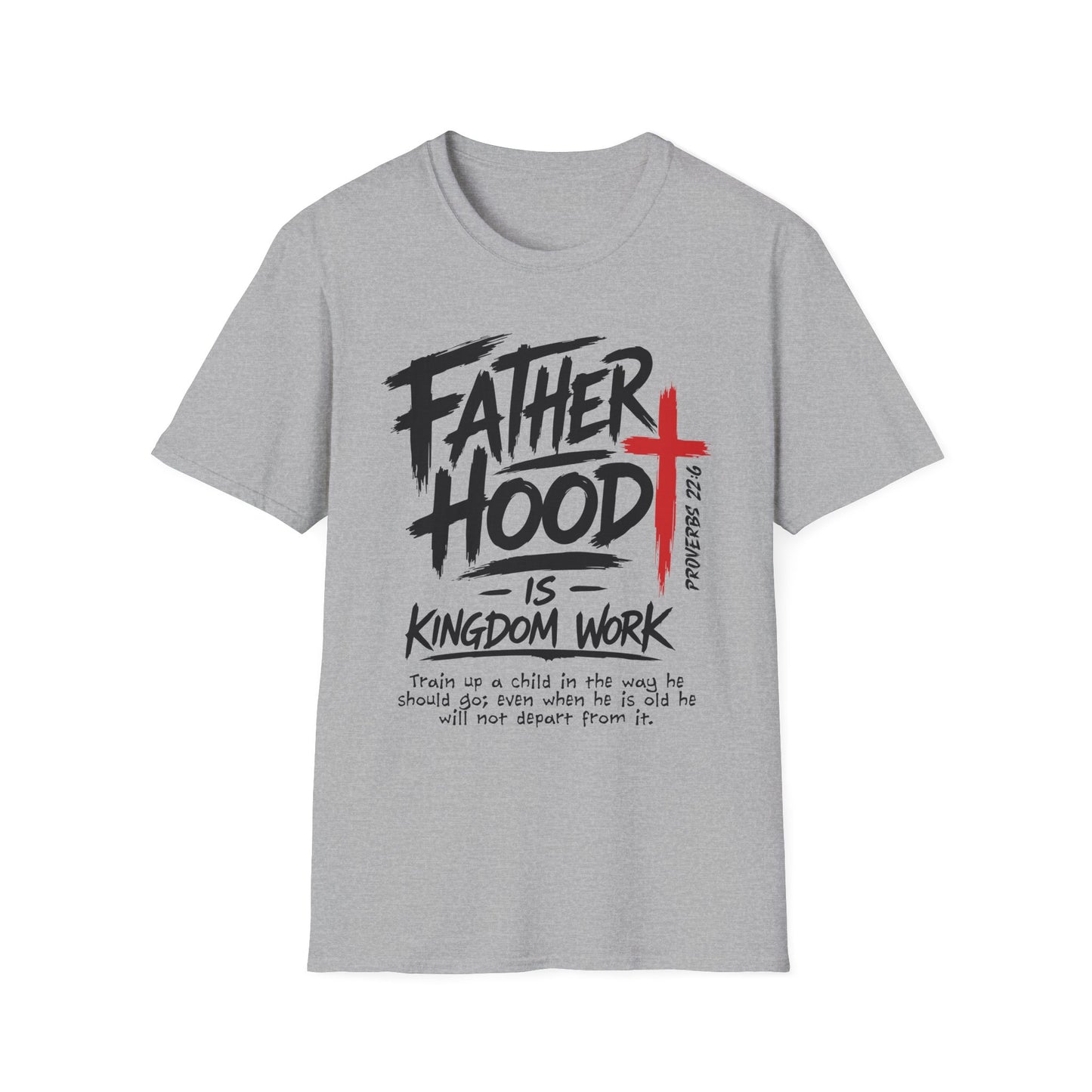 Fatherhood T-Shirt — “Father Hood” Christian Cross Faith Tee (1 Peter 2:24)