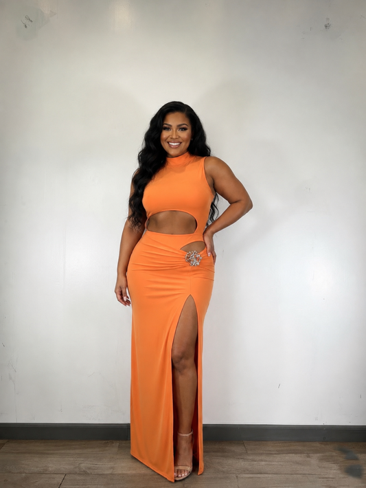 Sleeveless, High-neck Top Skirt Set