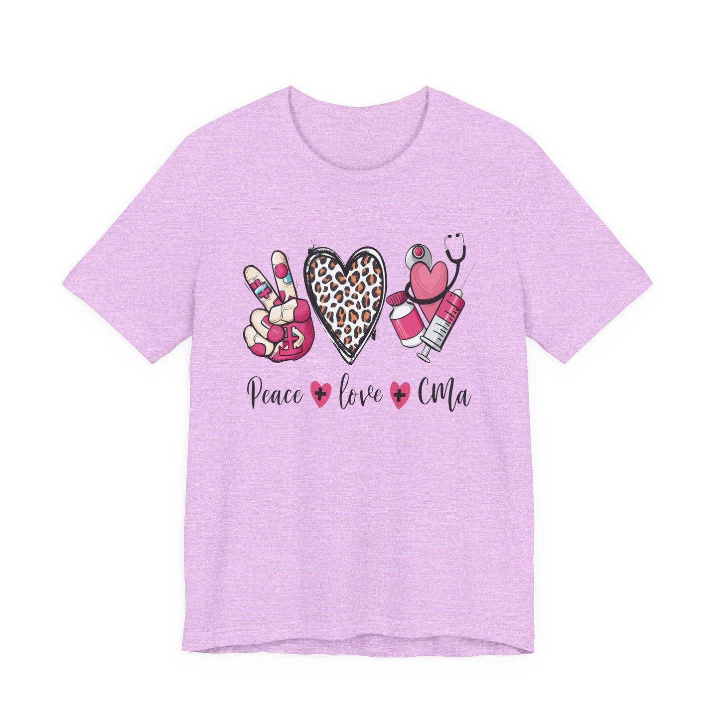 Peace Love CMA T-Shirt - Cute Leopard Print Nursing/Medical Tech Tee