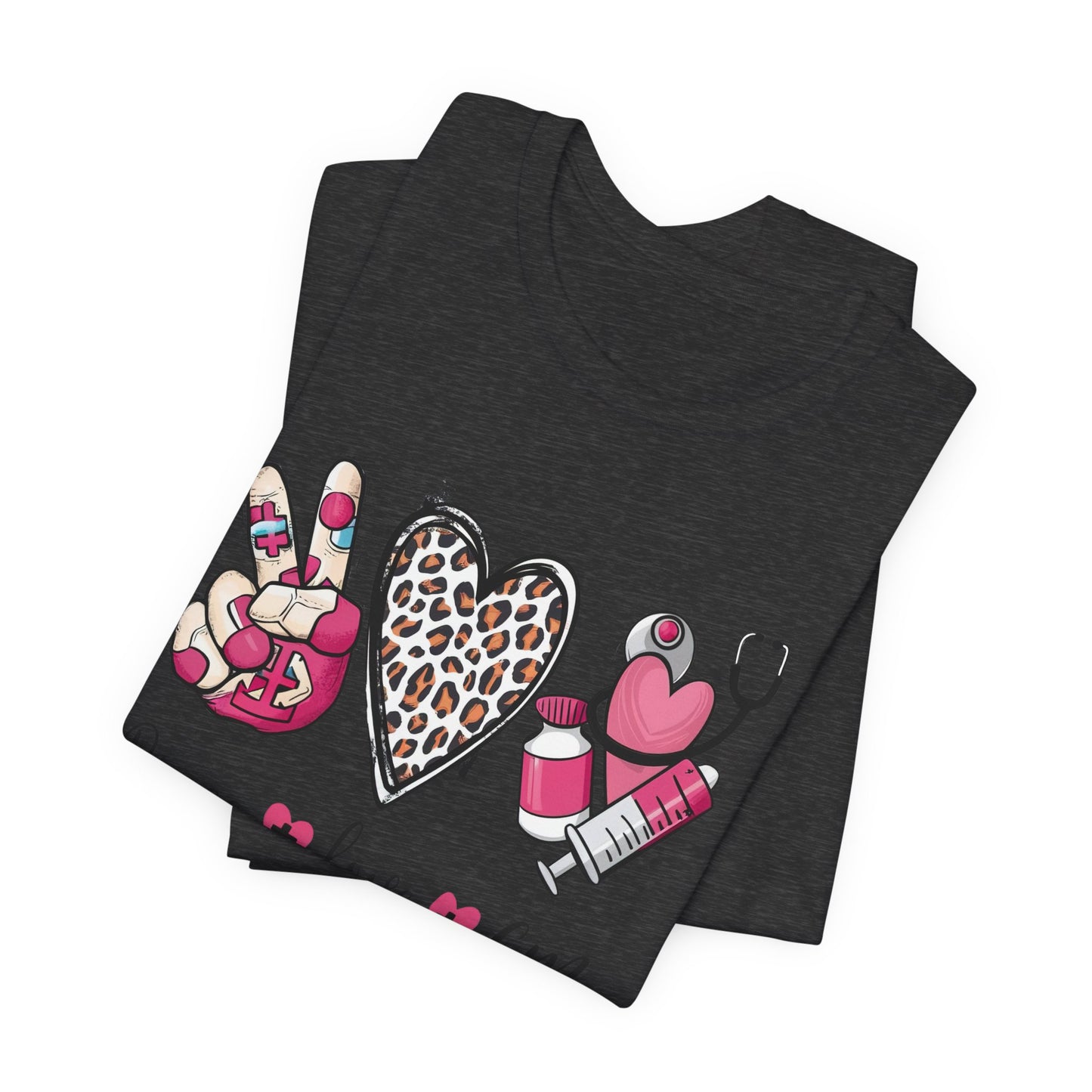 Peace Love CMA T-Shirt - Cute Leopard Print Nursing/Medical Tech Tee