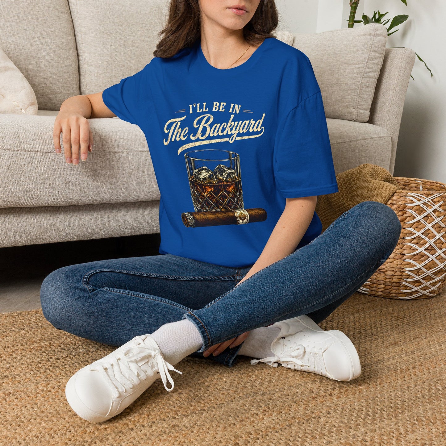 I'll Be In The Backyard T-Shirt — Whiskey Glass & Cigar Relaxed Tee