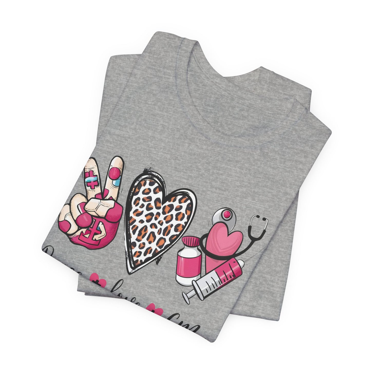 Peace Love CMA T-Shirt - Cute Leopard Print Nursing/Medical Tech Tee