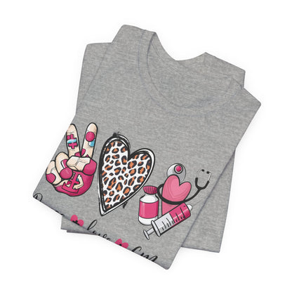 Peace Love CMA T-Shirt - Cute Leopard Print Nursing/Medical Tech Tee