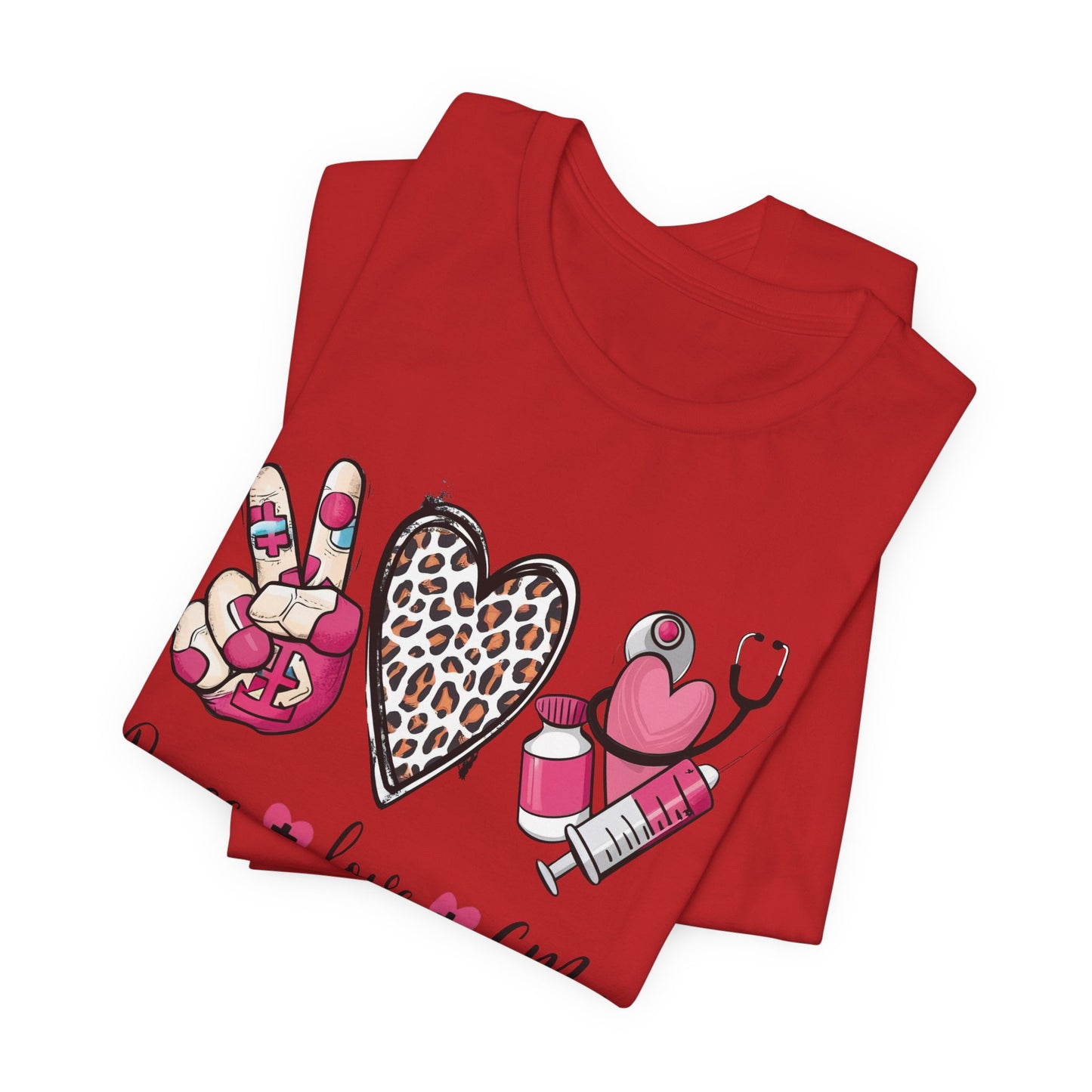 Peace Love CMA T-Shirt - Cute Leopard Print Nursing/Medical Tech Tee