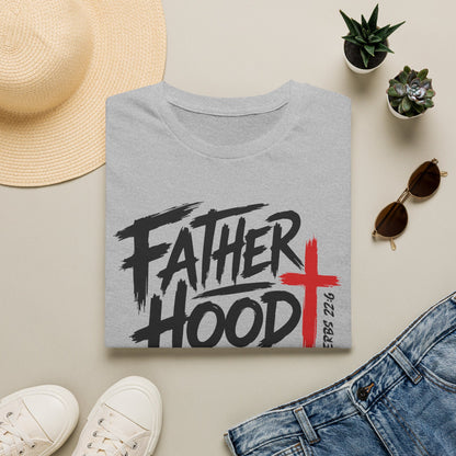 Fatherhood T-Shirt — “Father Hood” Christian Cross Faith Tee (1 Peter 2:24)