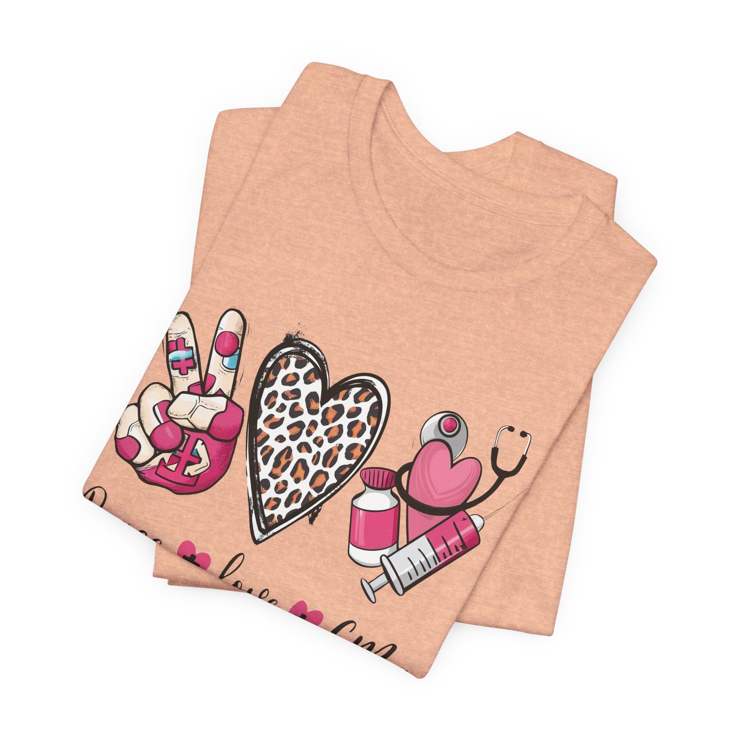 Peace Love CMA T-Shirt - Cute Leopard Print Nursing/Medical Tech Tee