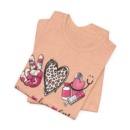 Peace Love CMA T-Shirt - Cute Leopard Print Nursing/Medical Tech Tee