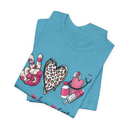 Peace Love CMA T-Shirt - Cute Leopard Print Nursing/Medical Tech Tee